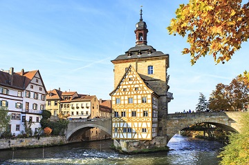 Bamberg Town Hall and River in Fall